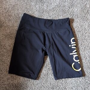 Calvin Klein Black Bike Shorts with Yellow Logo